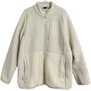 Talbots Women’s Plus Cream White Fluffy Fall Winter Casual Jacket Sz-XXXL